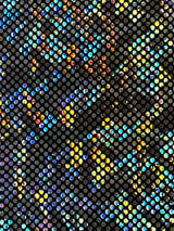 Shattered Holographic Honeycomb Nylon Spandex Fabric - Green, Royal, Red, Iridescent Black, Silver, Pink, Chartreuse, White, Gold, 58" Wide