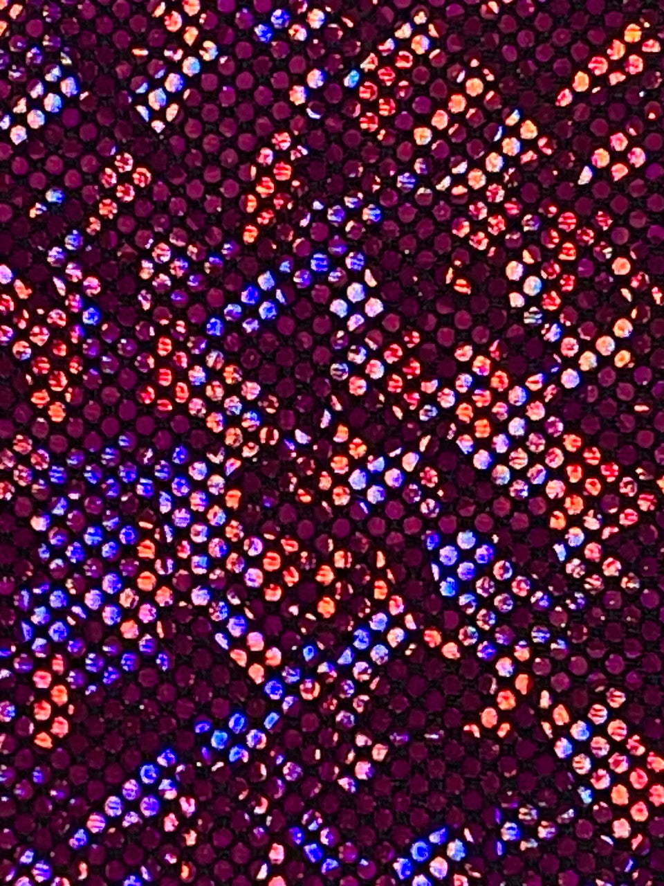 Shattered Holographic Honeycomb Nylon Spandex Fabric - Green, Royal, Red, Iridescent Black, Silver, Pink, Chartreuse, White, Gold, 58" Wide