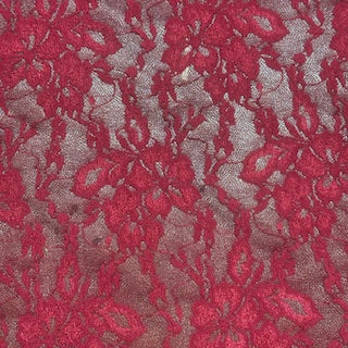 Floral Stretch Lace Fabric 60" Wine