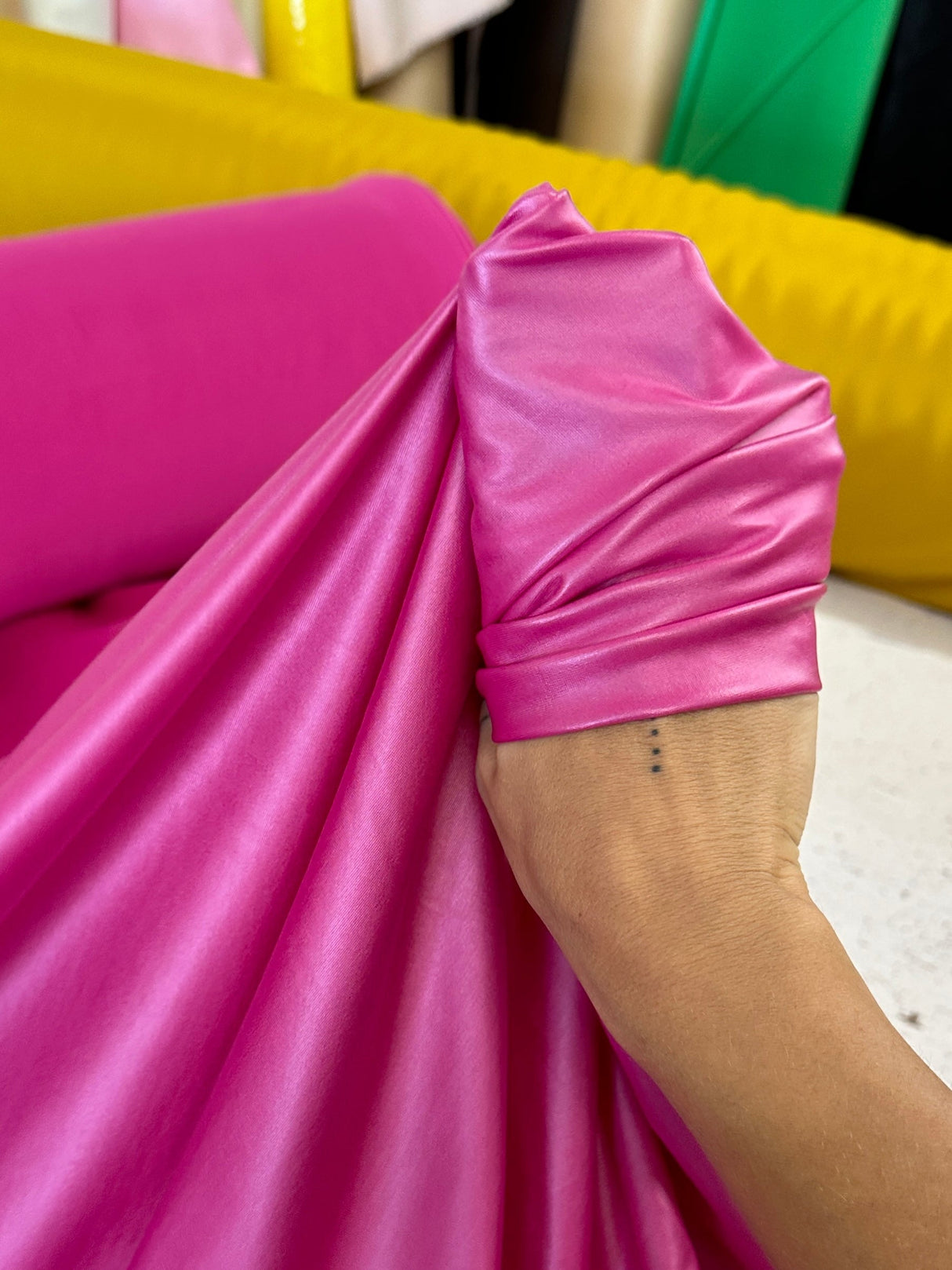 Hot Pink 4 Way Stretch Faux Leather