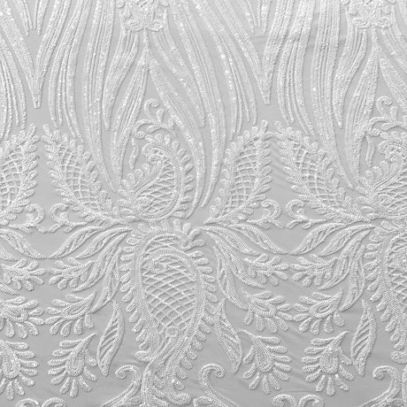 Nebill Stretch Sequins Lace Fabric - Nylon Spandex Mesh Fabric, 12" Pattern Repeat, 60" Mesh Width, 52" Sequins Width (1 Yard)