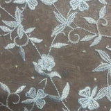 Organza Flower Embroidery Fabric 52" Blue