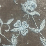 Organza Flower Embroidery Fabric 52" Blue