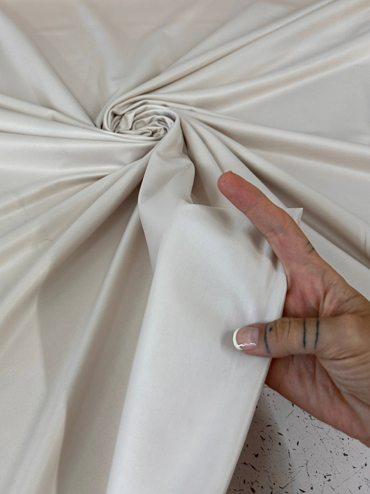 Beige 4-Way Stretch Faux Leather