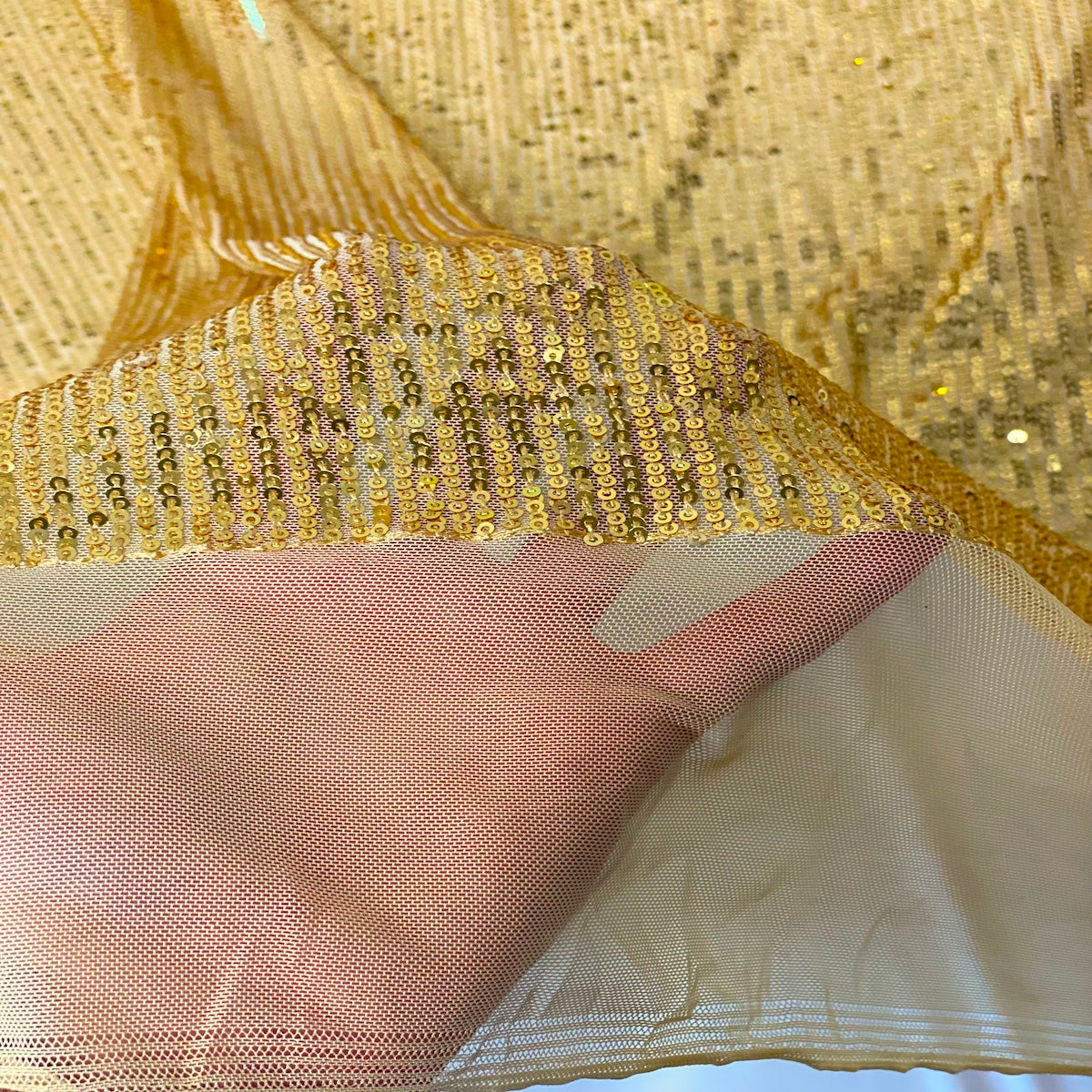 Stretch Sequins Fabric Mille Stripe