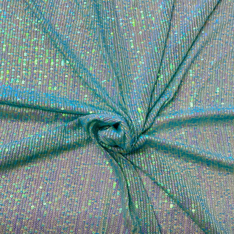 Mille Stripe Nylon Spandex Mesh Sequins Fabric - Multi Color Mille Stripe, 60" Width (1 Yard)