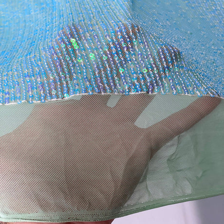 Stretch Sequins Fabric Mille Stripe