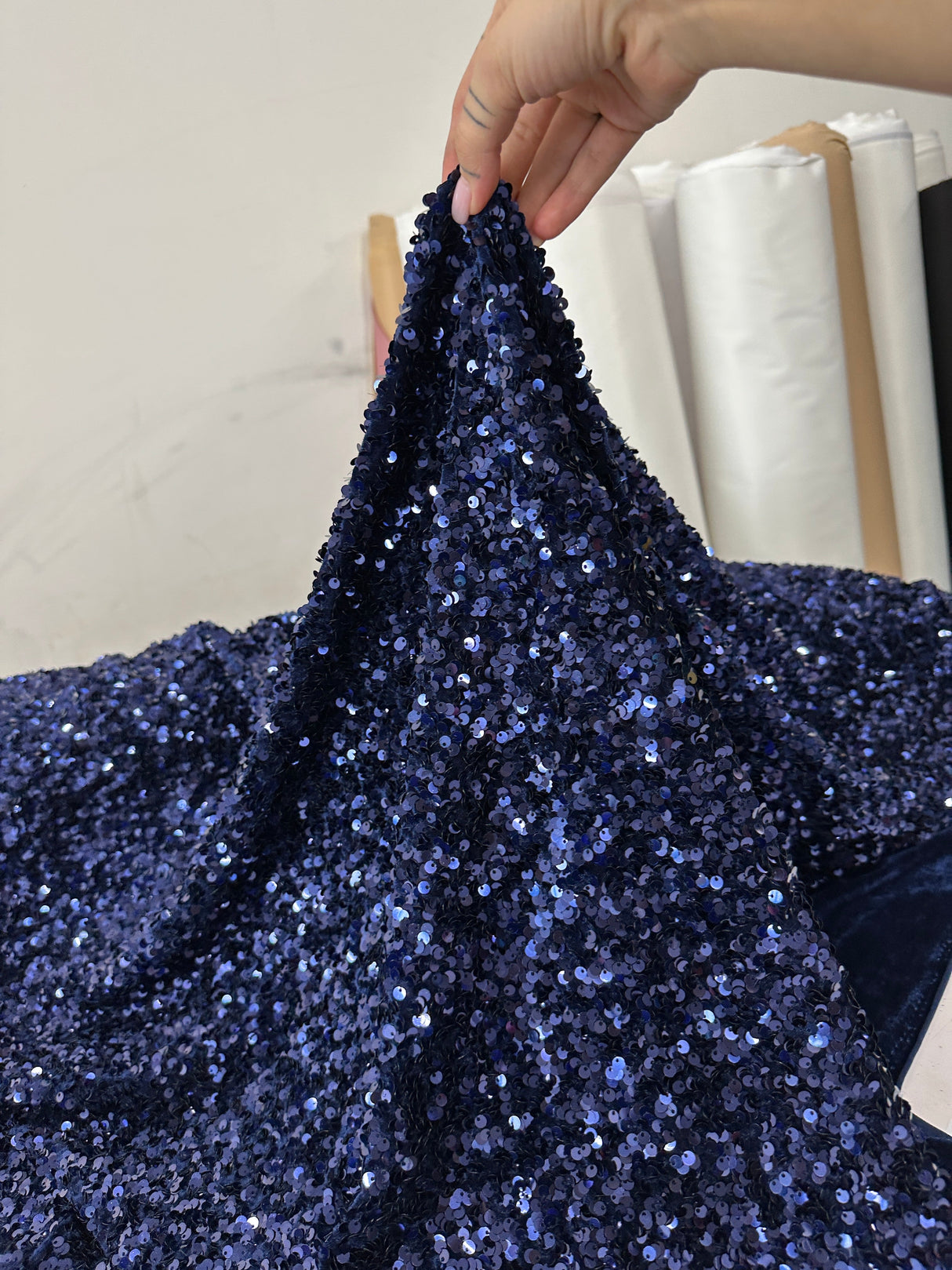 Sequin Velvet Navy Blue