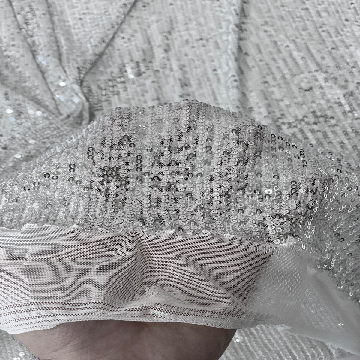 Stretch Sequins Fabric Mille Stripe