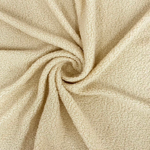 Terry Knit Faux Wool Boucle Fabric - Beige, 60" Width (1 Yard)