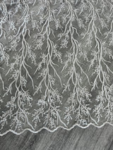 Silver Embroidered Branch Bridal Lace