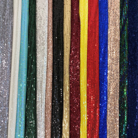 Mille Stripe Nylon Spandex Mesh Sequins Fabric - Multi Color Mille Stripe, 60" Width (1 Yard)
