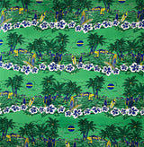 Island Sunset Peachskin Polyester Fabric - Hawaiian Sunset Print, 45" Width (1 Yard)