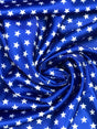 Patriotic Stars Charmeuse Print Royal Polyester Fabric - White Stars Print, Royal, 60" Width (1 Yard)