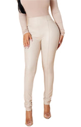 Beige 4-Way Stretch Faux Leather
