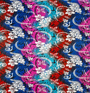 Polyester Fabric Multicolored Traditional Tattoo Plumeria Design