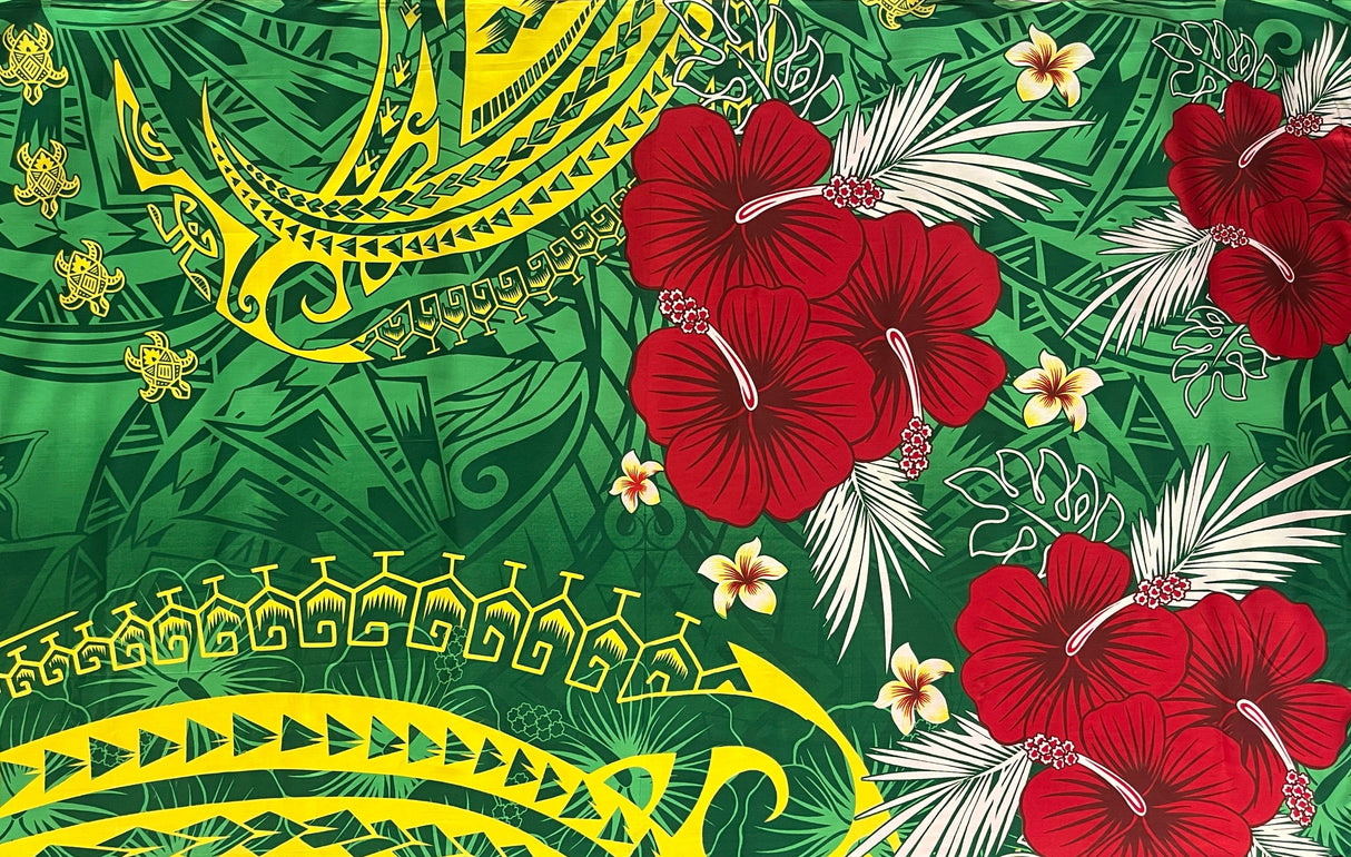Fiji Hibiscus Cluster Sarong Polyester Fabric - Hibiscus Cluster Print, 72" L x 45" W (1 Piece/Sarong)