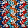 Multicolored Traditional Tattoo & Plumeria Design Polyester Fabric - Multicolored Tattoo And Plumeria Print, 45" Width (1 Yard)