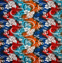 Polyester Fabric Multicolored Traditional Tattoo Plumeria Design