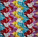 Polyester Fabric Multicolored Traditional Tattoo Plumeria Design