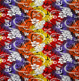 Polyester Fabric Multicolored Traditional Tattoo Plumeria Design