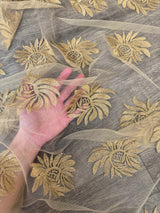 Gold Scalloped Floral Embroidered Lace