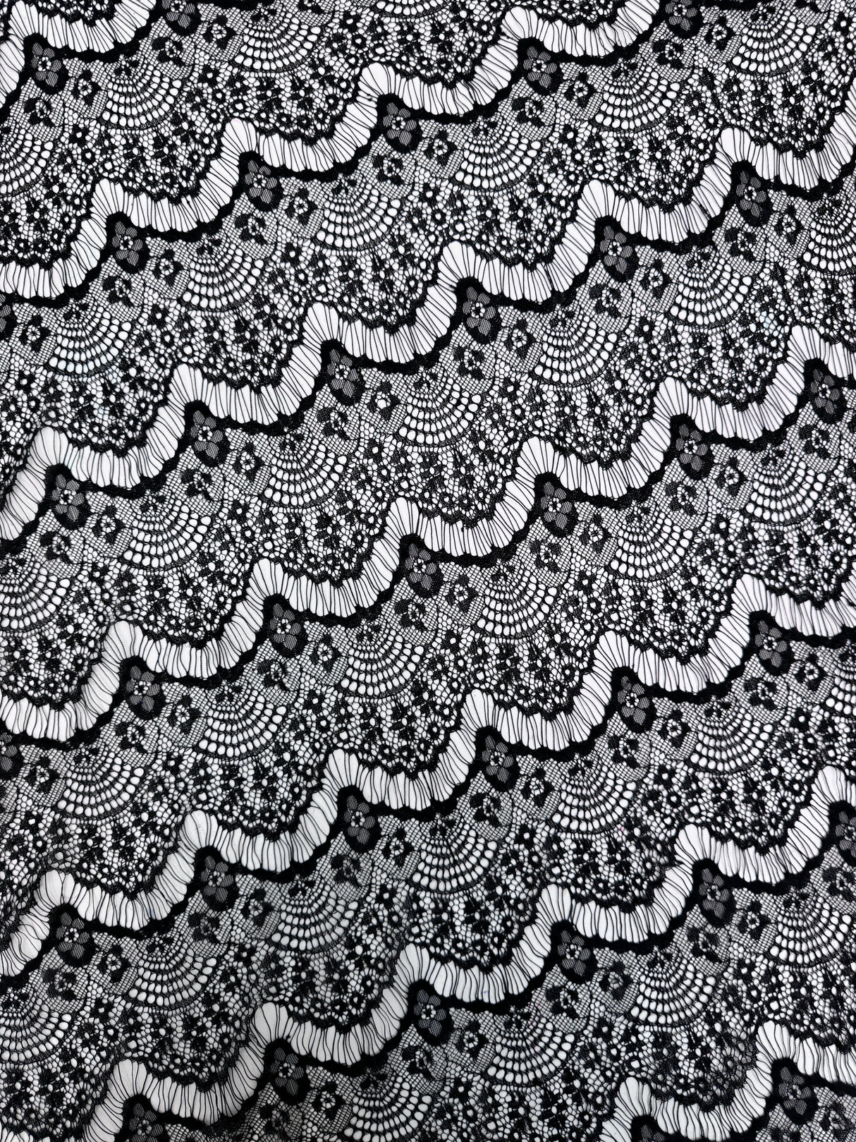 Black French Chantilly Floral Lace