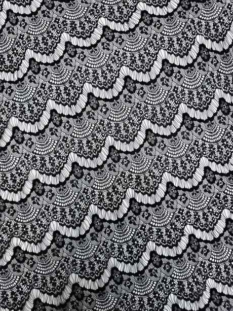 Black French Chantilly Floral Lace