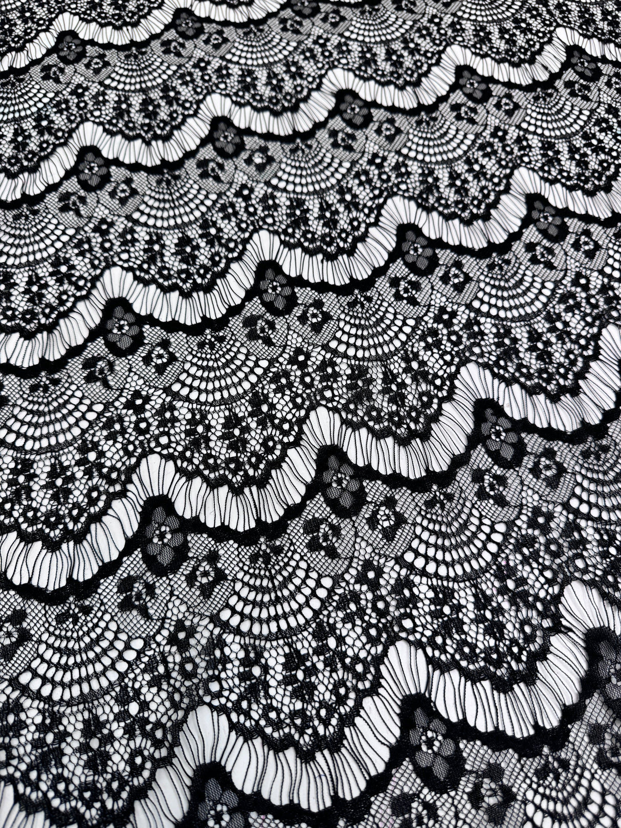 Black French Chantilly Floral Lace