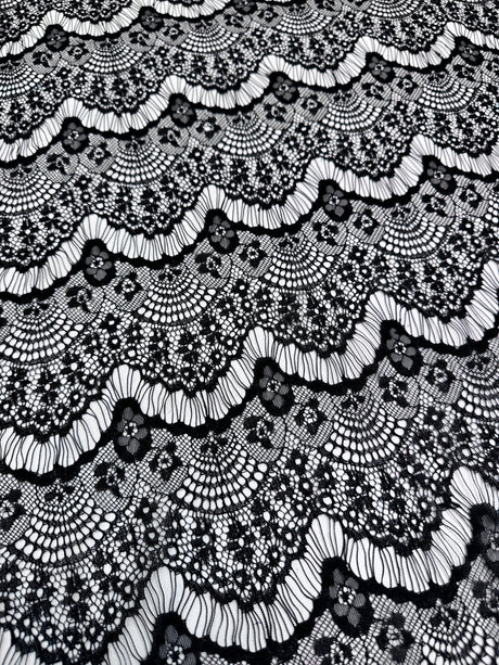 Black French Chantilly Floral Lace