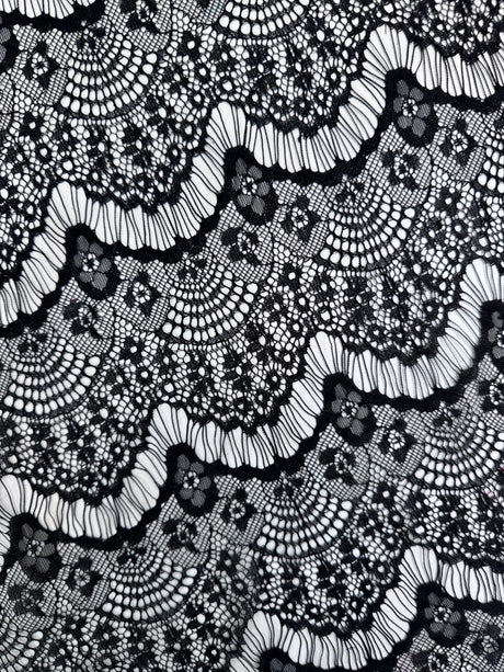 Black French Chantilly Floral Lace