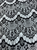 Black French Chantilly Floral Lace
