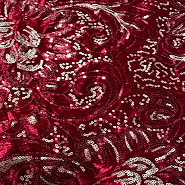 Stretch Velvet Sequin Fabric Burgundy Champagne 60"