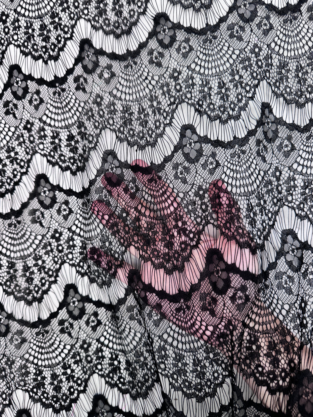 Black French Chantilly Floral Lace