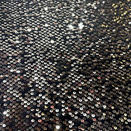 Polyester Sequin Velvet Fabric Black Gold 60"