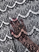 Black French Chantilly Floral Lace