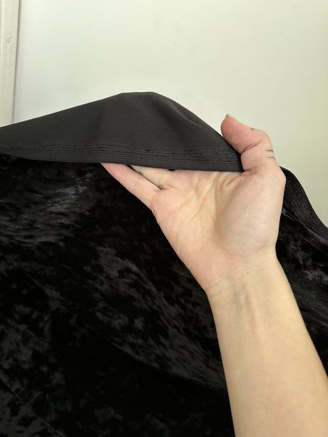 Black Stretch Crushed Velvet