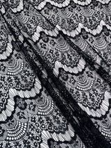 Black French Chantilly Floral Lace