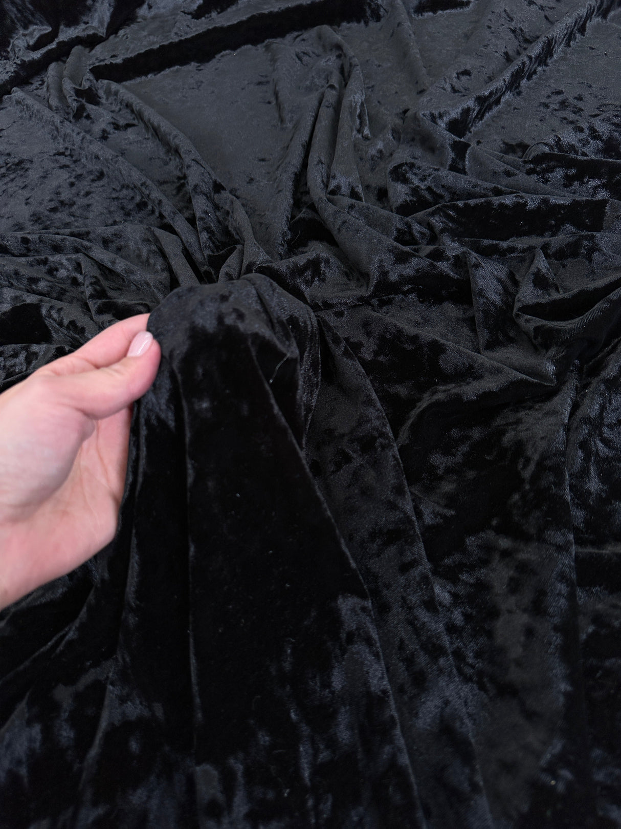 Black Stretch Crushed Velvet