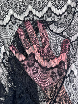 Black French Chantilly Floral Lace
