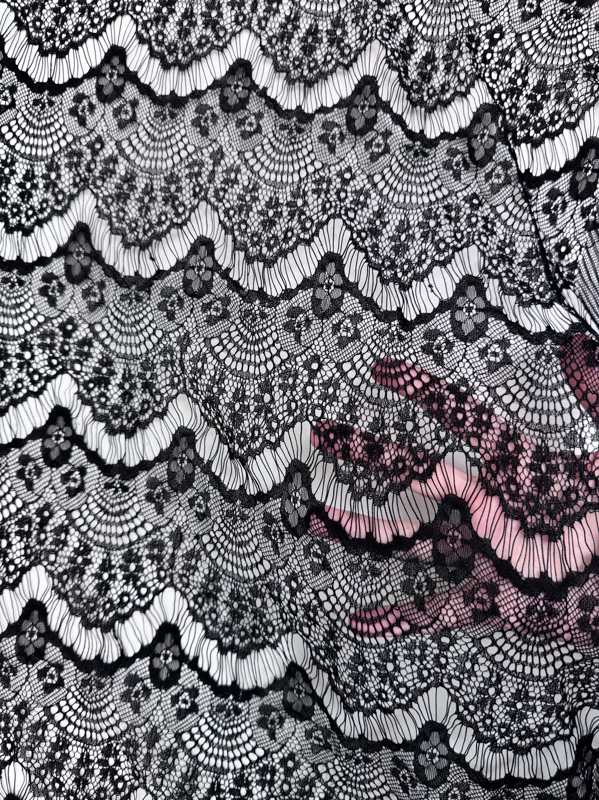 Black French Chantilly Floral Lace