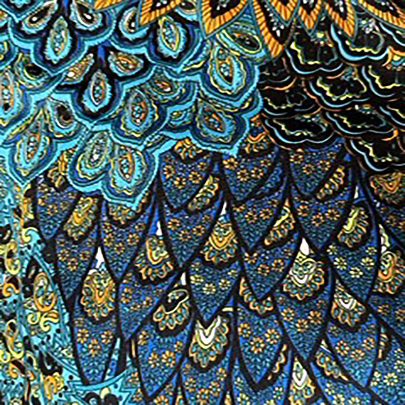 Polyester Spandex Paisley Peacock Fabric 60"