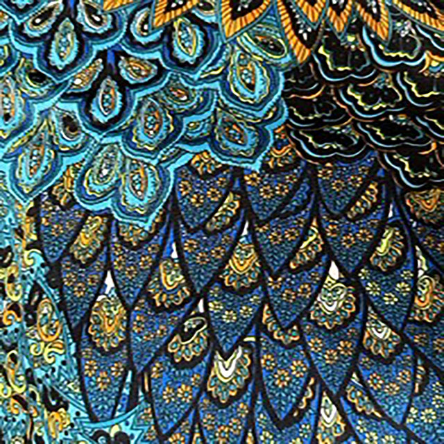 Polyester Spandex Paisley Peacock Fabric 60"