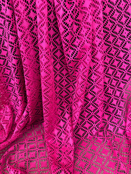 Hot Pink Crochet Hollow Out Knit