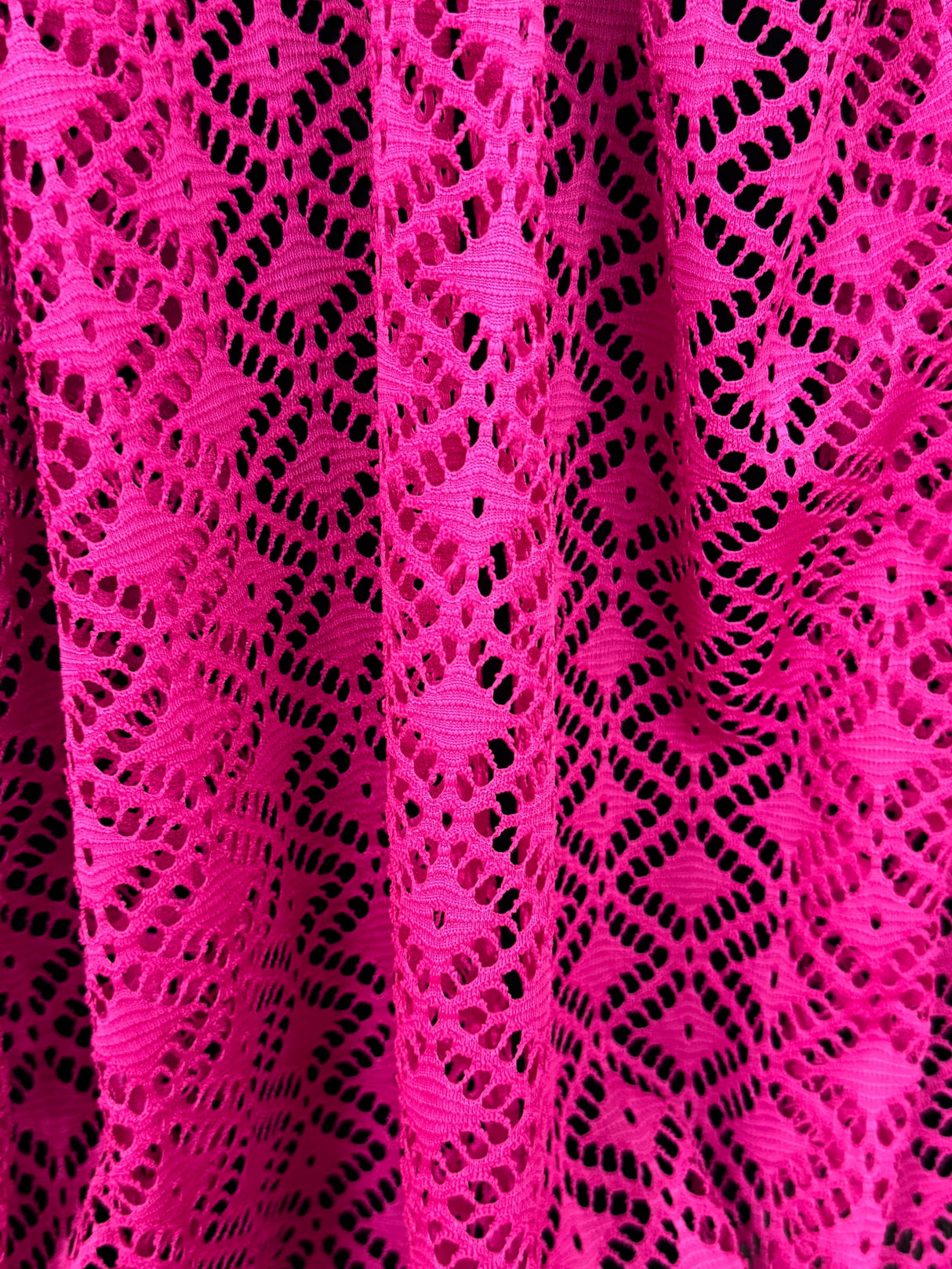 Hot Pink Crochet Hollow Out Knit