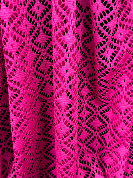 Hot Pink Crochet Hollow Out Knit