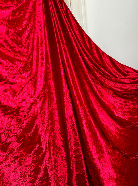 Stretch Crushed Velvet Red