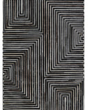 Patchwork PCH212 Black 100 Percent Hairon Leather Fabric - Black Base With Brown, Ivory & Grey Patchwork, 12' X 14' (1 Piece)
