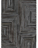 Patchwork PCH212 Black 100 Percent Hairon Leather Fabric - Black Base With Brown, Ivory & Grey Patchwork, 12' X 14' (1 Piece)