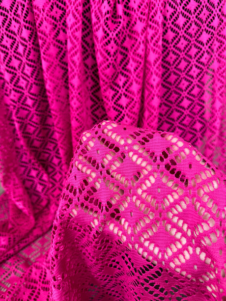 Hot Pink Crochet Hollow Out Knit